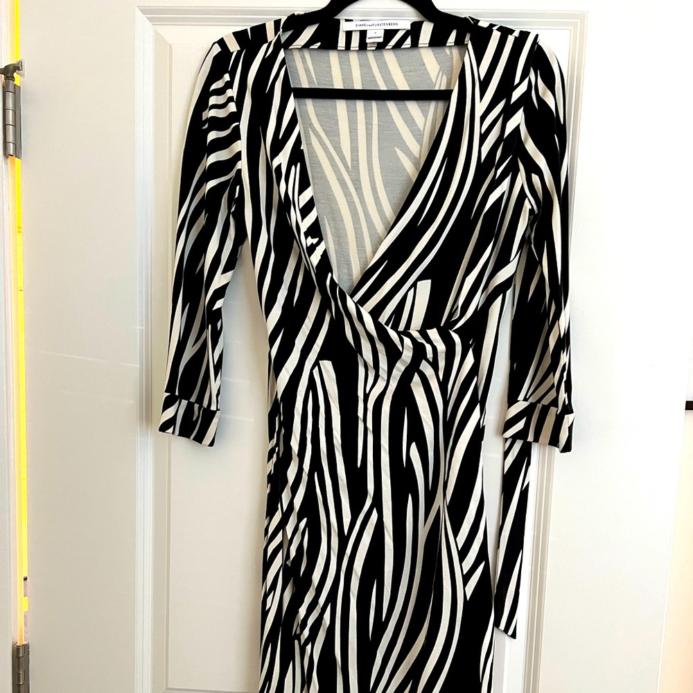 DVF Julian Two Zebra Print Silk Wrap Dress